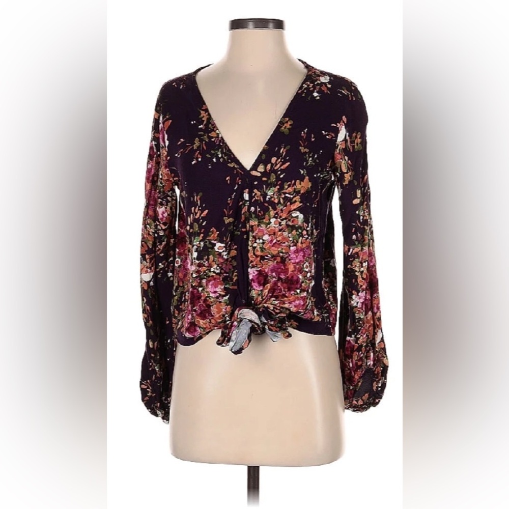 Burgundy Tie Blouse
